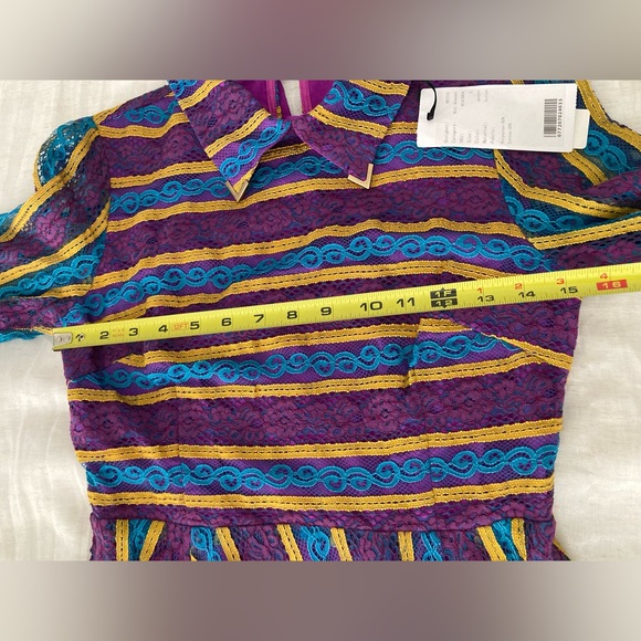 NEXIIA STYLEWE Lace Long-Sleeved Midi Dress Multicolored Stripes NEW - Picture 13 of 16